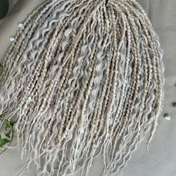 Synthetic Dreads Curly Silver hair twists double ended dreadlock extensions ash blonde elf hair extensions