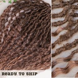 Natural brown curly dreadlocks, Synthetic loose wavy hair extensions with fairy locks, Dready waves, Textured curly