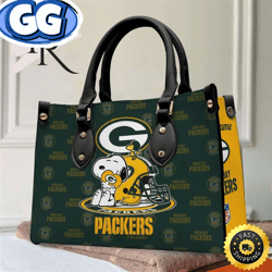 Green Bay Packers NFL Snoopy Women Premium Leather Hand Bag