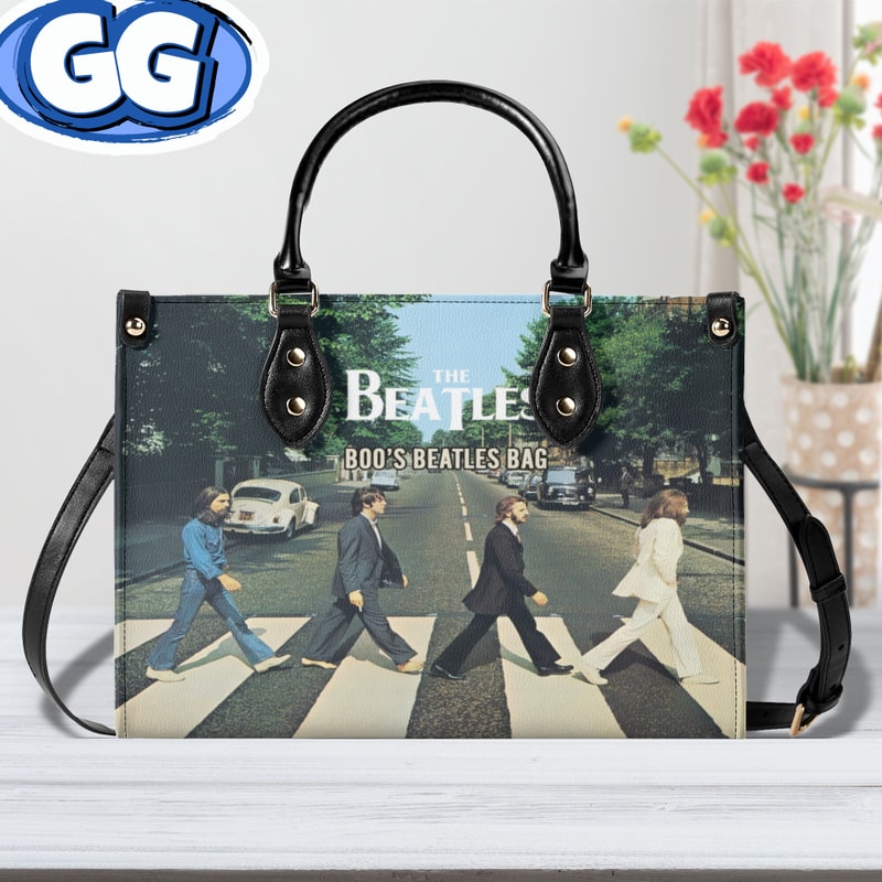 The Beatles Rock Band Leather Bag, Rock Music Handbag, Custom Leather Bag, Woman Handbag, Personalized Bag, Shopping Bag.jpg