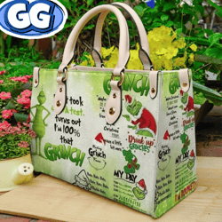 Grinch Christmas Leather Bag,  Grinch Bags And Purses,  Grinch Lover Handbag,  Custom Leather Bag,  Woman Handbag,  Shop