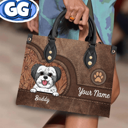 Personalized Dog Or Cat  Leather Handbag,  Personalized Dog Or Cat  Lovers,  Cat Mom,  Cat Dad Leather Bag , Women Perso
