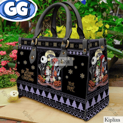 jack skellington handbag, jack skellington leather bag, halloween shoulder bag, christmas crossbody bag, top handle bag