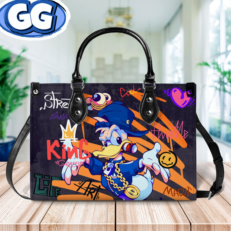 Donald Duck Leather Bag,Donald Duck Lover's Handbag,Donald Duck Bags And Purses,Handmade Bag,Woman Handbag,Custom Leather Bag,Shopping Bag 2.jpg