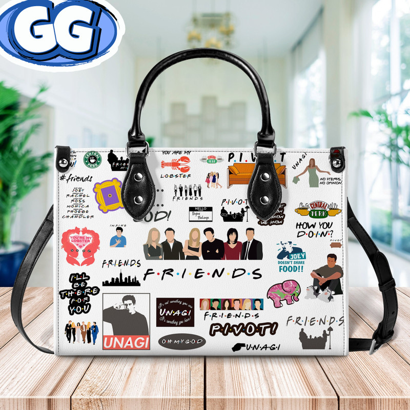 Friends TV Show women leather hand bag, Friends Lover Handbag, Custom Leather Bag, TV Show Woman Handbag, Personalized Bag, Shopping Bag 1.jpg