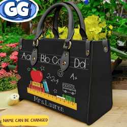 teacher abcd custom name leather bag