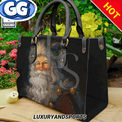 woodland santa leather bag, christmas bag