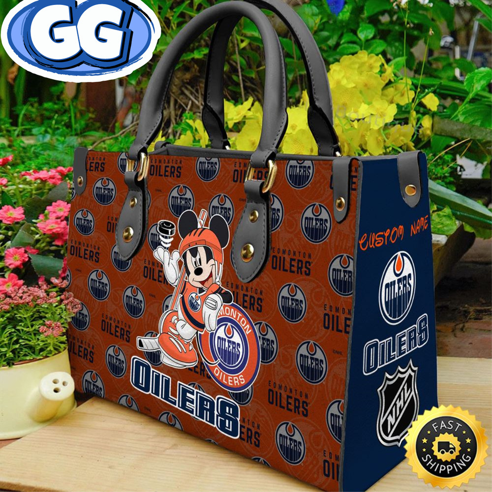 Edmonton Oilers NHL Mickey Women Leather Hand Bag.jpg