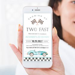 editable electronic two fast birthday invitation race car 2nd birthday invite racing car vintage racecar printable templ
