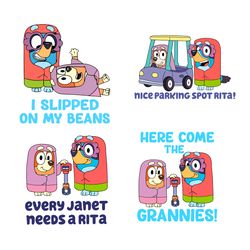 bluey grannies png bundle, here comes the grannies png, janet and rita png, bluey bingo grannies