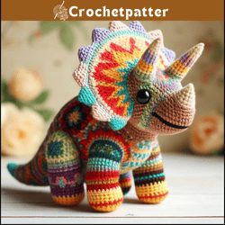 African Flower Triceratops Crochet Pattern