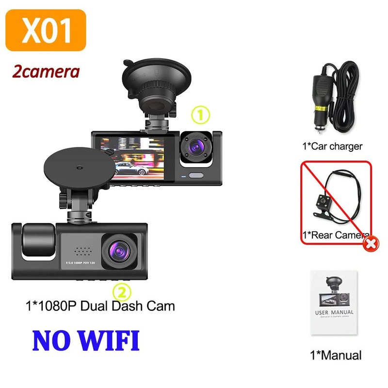 3Camera Dash Cam For Car Camera 1080P Video Recorder WIFI Car DVR Front Rear View Camera Night Visi 6