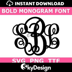 monogram svg  ttf interlocking bold monogram font, fancy monogram, digital download, cut files, 52 svg & png files  inst