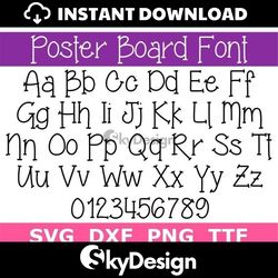 poster board font svg ttf, poster board letters, school font, teacher font, digital download, cut file, 1 svg, 1 dxf, 1