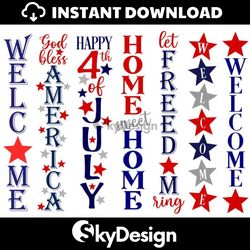 porch sign svg bundle, 4th of july porch sign svg, summer, digital download, cut files, sublimation, clip art (7 svg/png