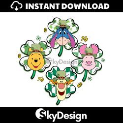 pooh and friends shamrock patrick day svg