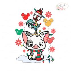 moana santa hei hei and pua christmas light svg