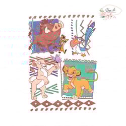 retro 90s disney lion king simba and timon png