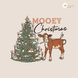 mooey christmas vintage western christmas tree cow svg