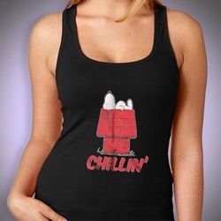 peanuts snoopy chillin funny christmas women&8217s tank top