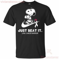 just beat it lung cancer warrior white ribbon t-shirt ht207