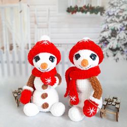 Crochet Pattern Snowman PDF file in ENG, Christmas amigurumi snowman