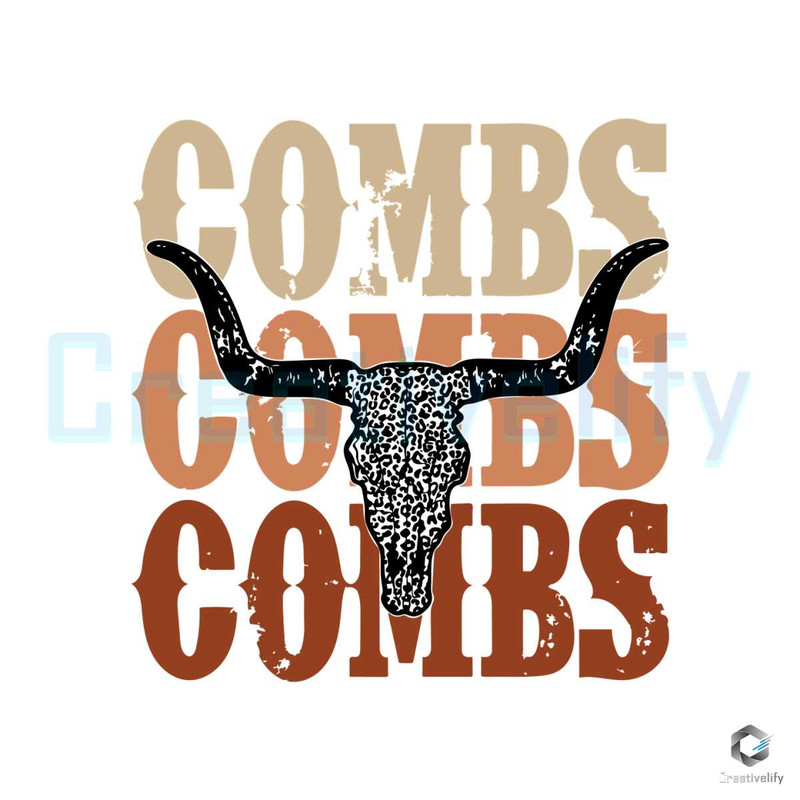 Combs TrackList Bull Skull Svg Combs Western Cricut File.jpg