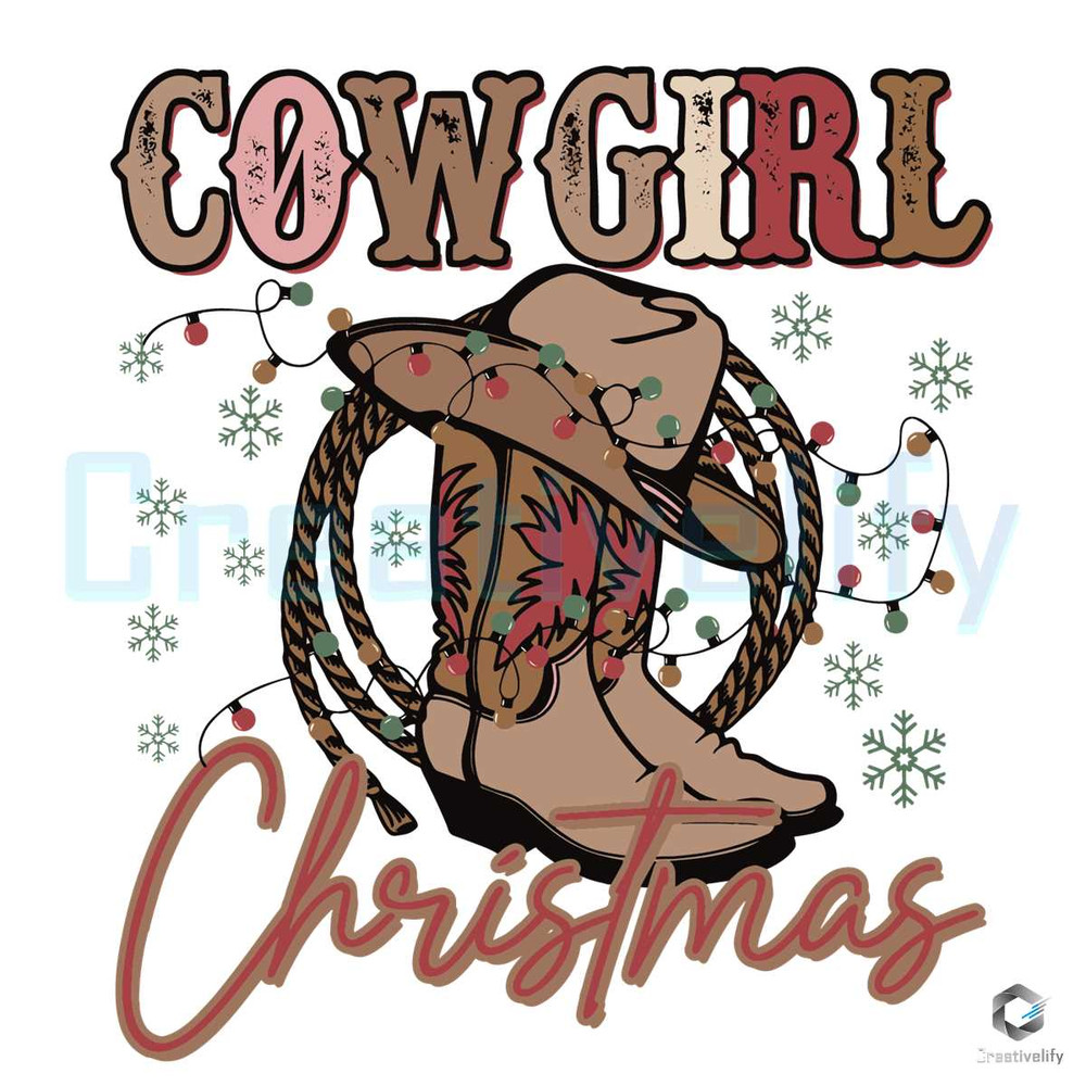 Cowgirl Boots Christmas SVG Merry Xmas Vintage File.jpg