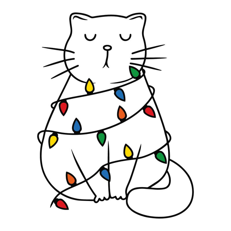 Cute Cat Christmas Lights SVG Funny Xmas File Design.jpg