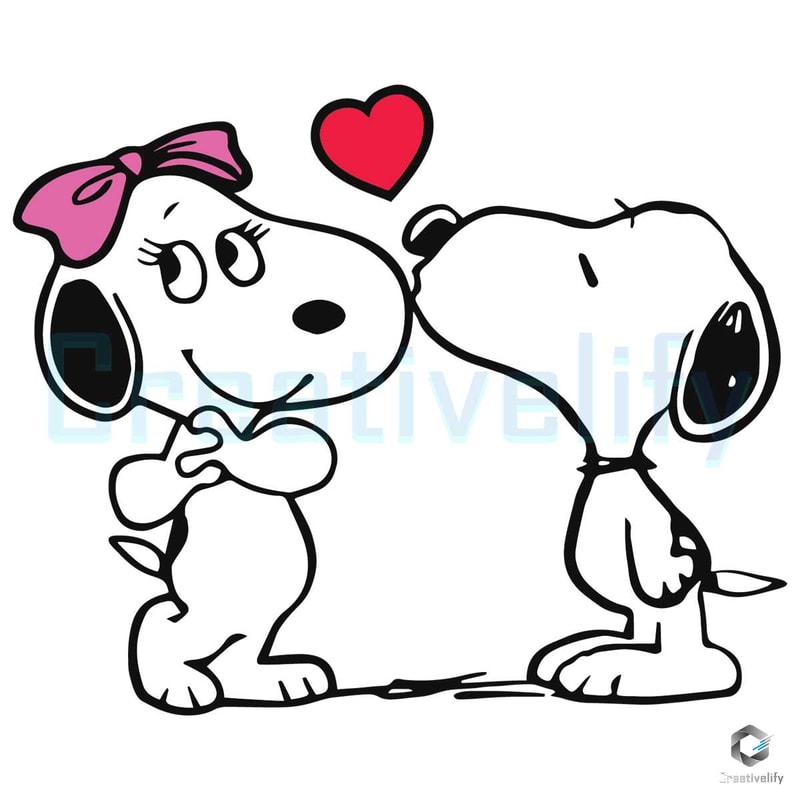 Cute Kissing Snoopy SVG Valentine Peanuts File Design.jpg