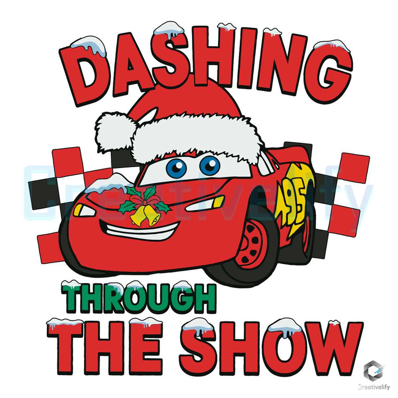 Dashing Through The Snow SVG Lightning McQueen Car File.jpg