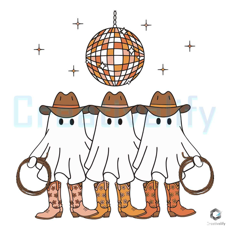 Disco Cowgirl Ghosts SVG Country Halloween Cutting File.jpg