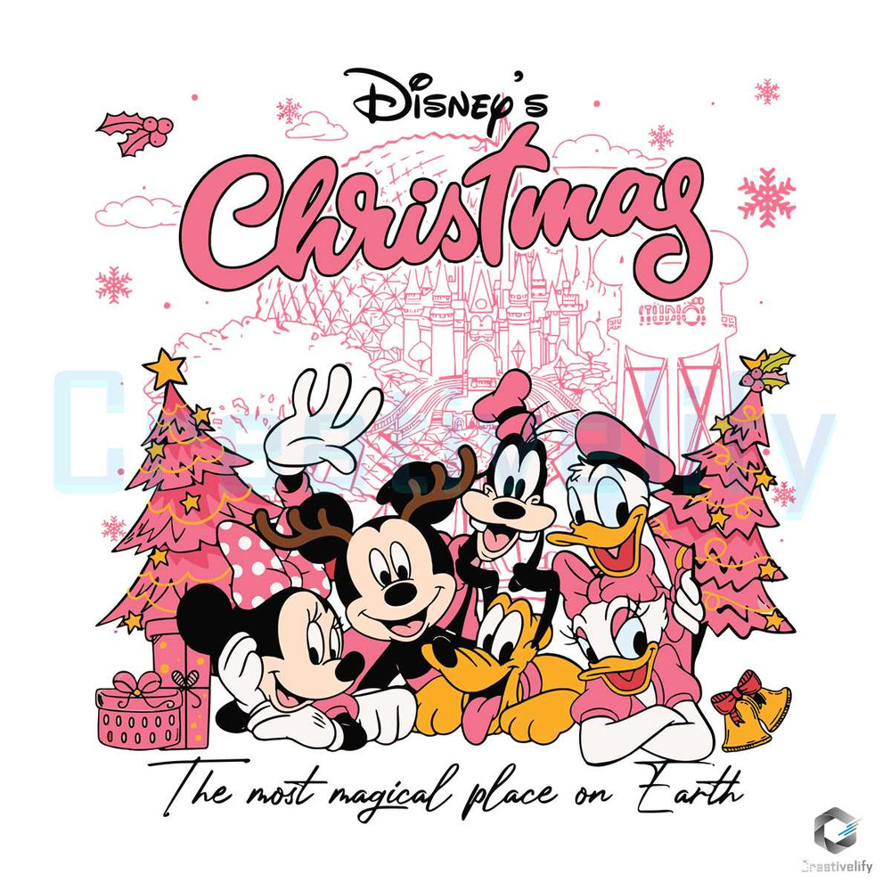 Disney Pink Christmas SVG Retro Magical Place On Earth File.jpg