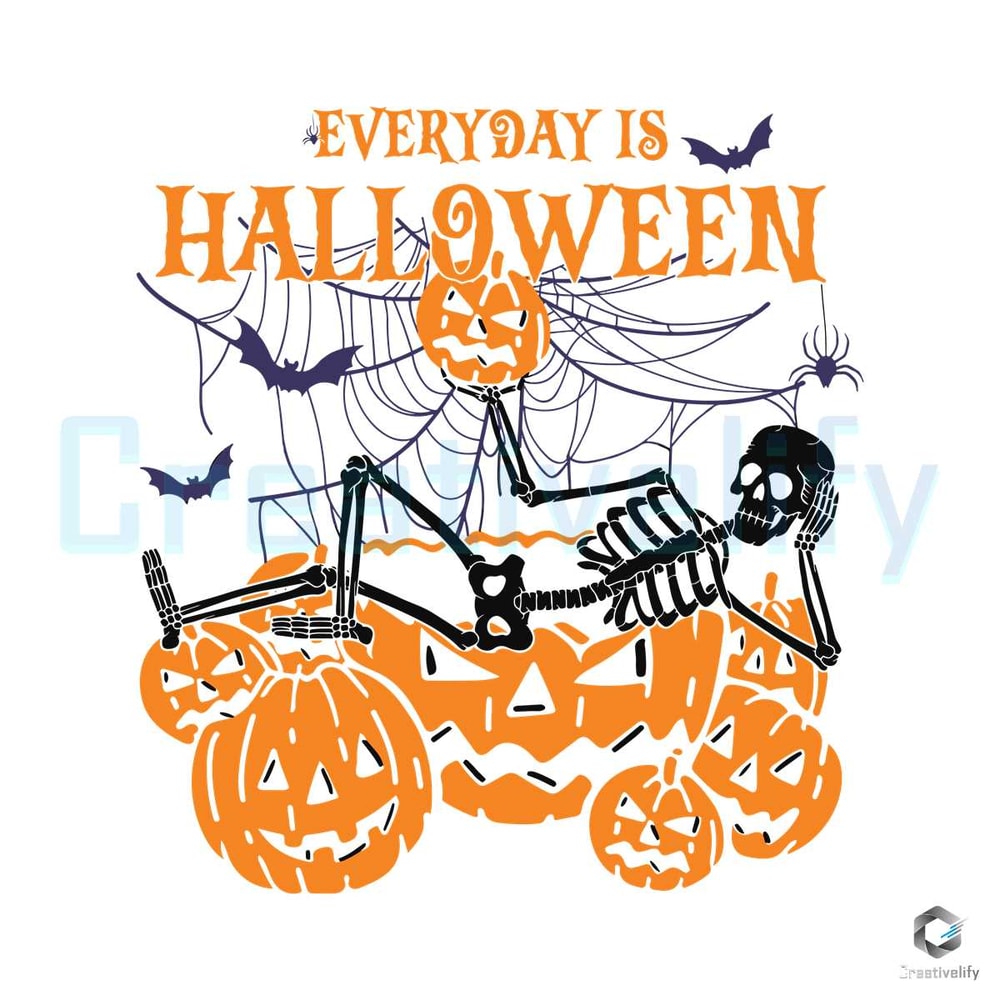 Every Day is Halloween SVG Pumpkin Skeleton Design File.jpg