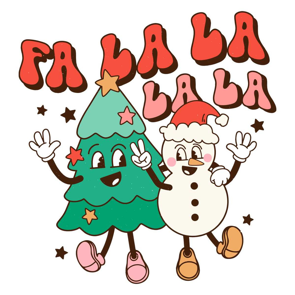 Fa La La La Christmas SVG Xmas Tree Snowman Cricut Files.jpg