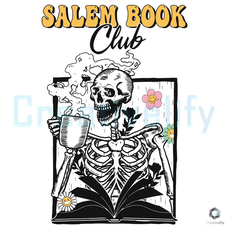 Floral Skeleton Salem SVG Book Club Graphic Design File.jpg