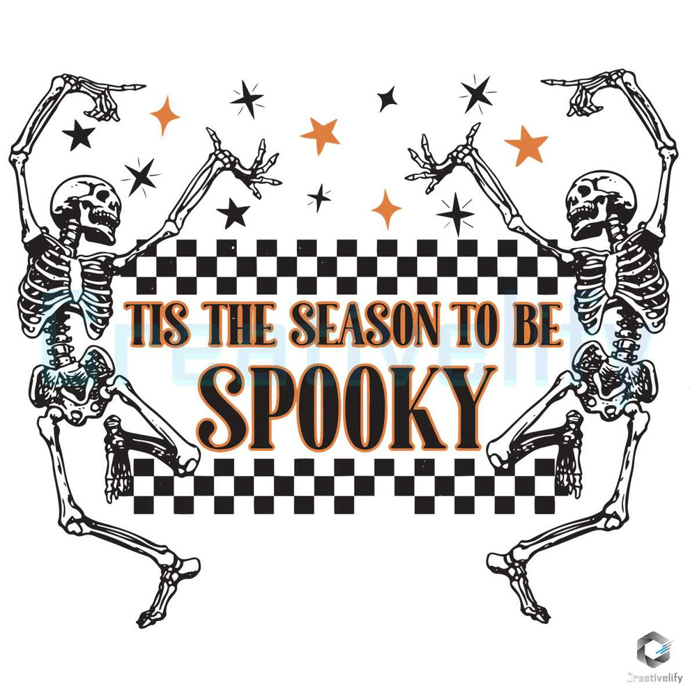 Free Tis The Season To Be Spooky SVG Dancing Skeleton Digital File.jpg