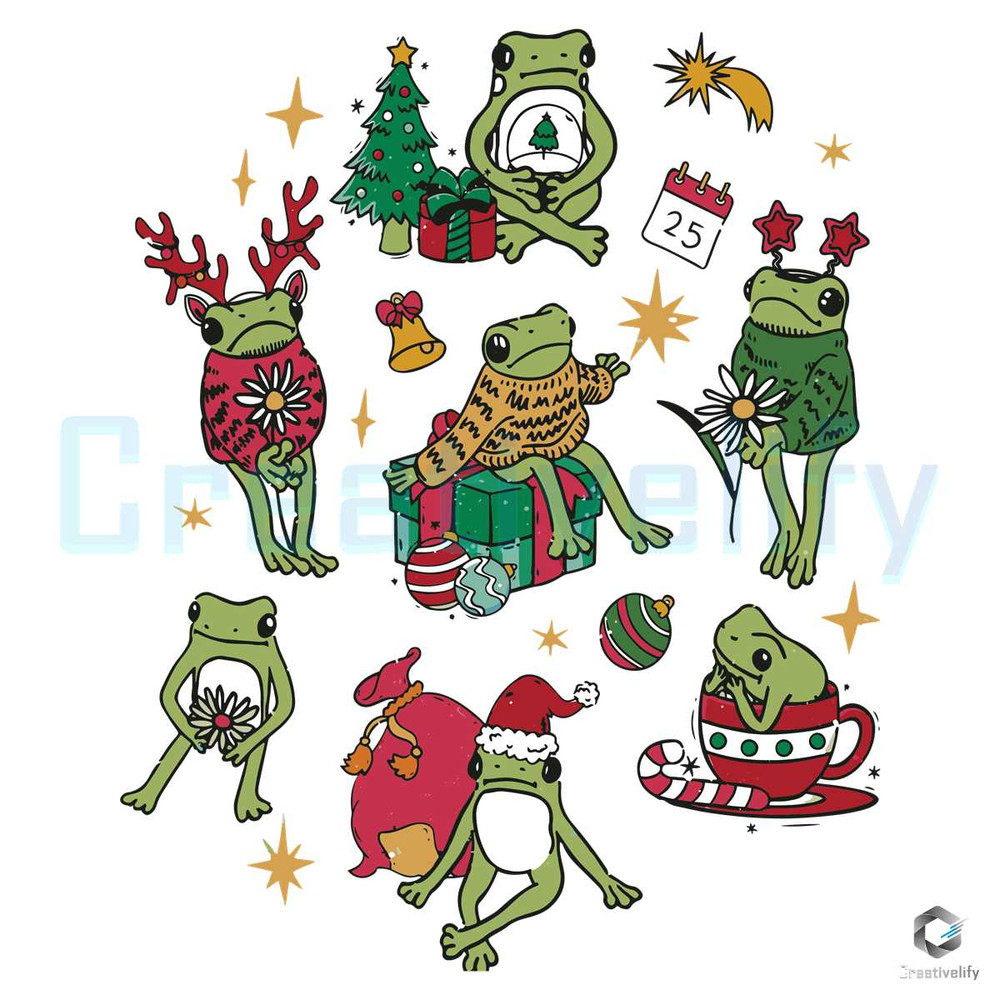 Frog Xmas Tree Vintage SVG Christmas Vibes For Cricut Files.jpg