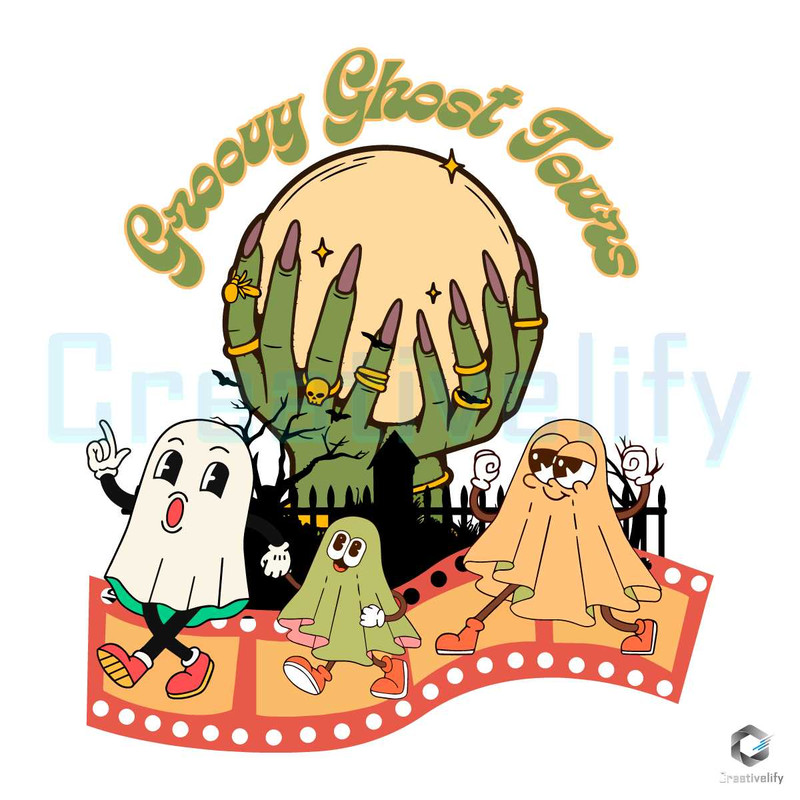 Groovy Ghost Tours SVG Retro Halloween Cricut File.jpg
