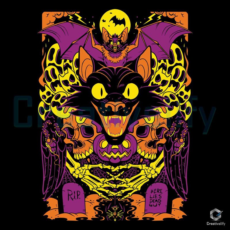 Halloween Every Day SVG Bat and Skeleton File Digital.jpg