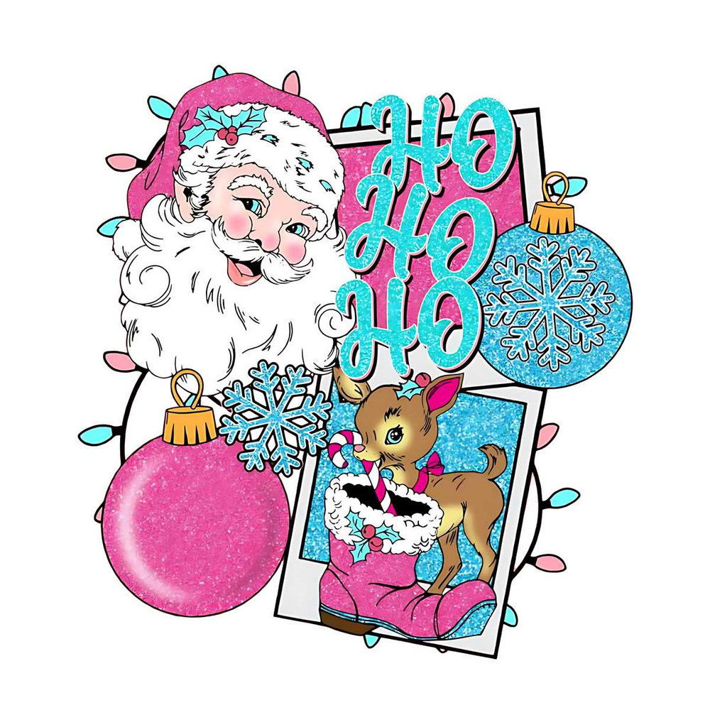 Ho Ho Ho Pink Santa Claus PNG Merry Xmas File Digital.jpg