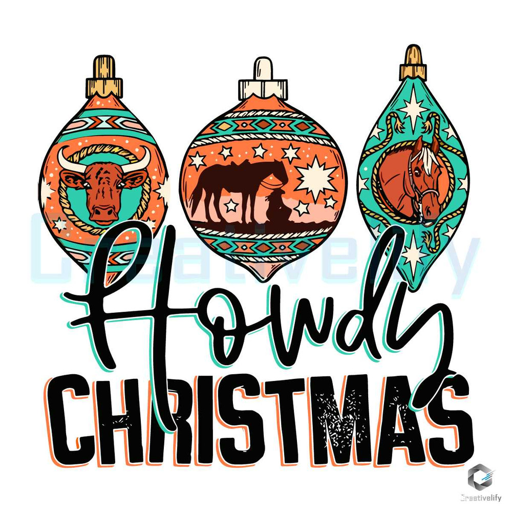 Howdy Christmas Ornament SVG Western Cowboy File.jpg