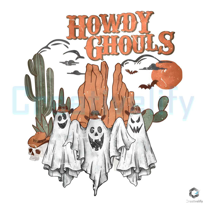 Howdy Ghouls Vintage PNG Western Halloween File Download.jpg