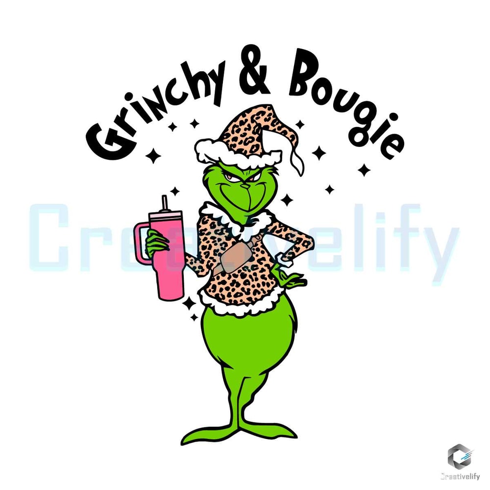 Leopard Grinchy and Bougie SVG Merry Xmas Graphic File.jpg