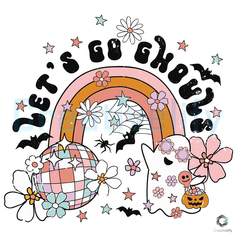 Lets Go Ghouls SVG Cute Floral Boo Graphic Design File.jpg
