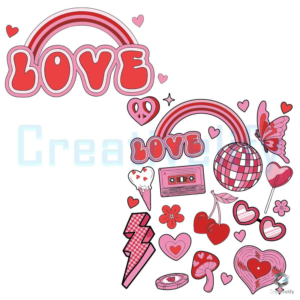 Love Valentine's Day SVG Cute Rainbow File Download.jpg
