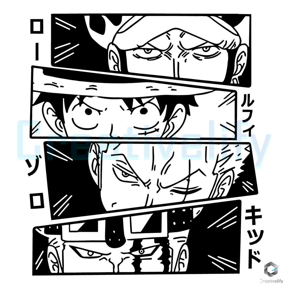 Luffy Zoro Law One Piece SVG Anime Manga File.jpg
