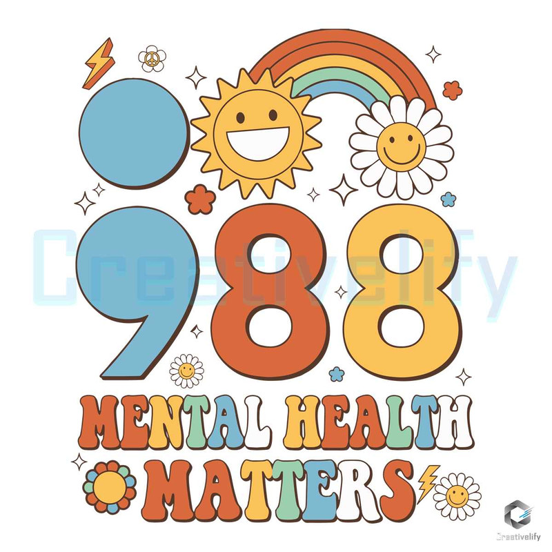 Mental Health Matters 988 SVG Retro Groovy File.jpg