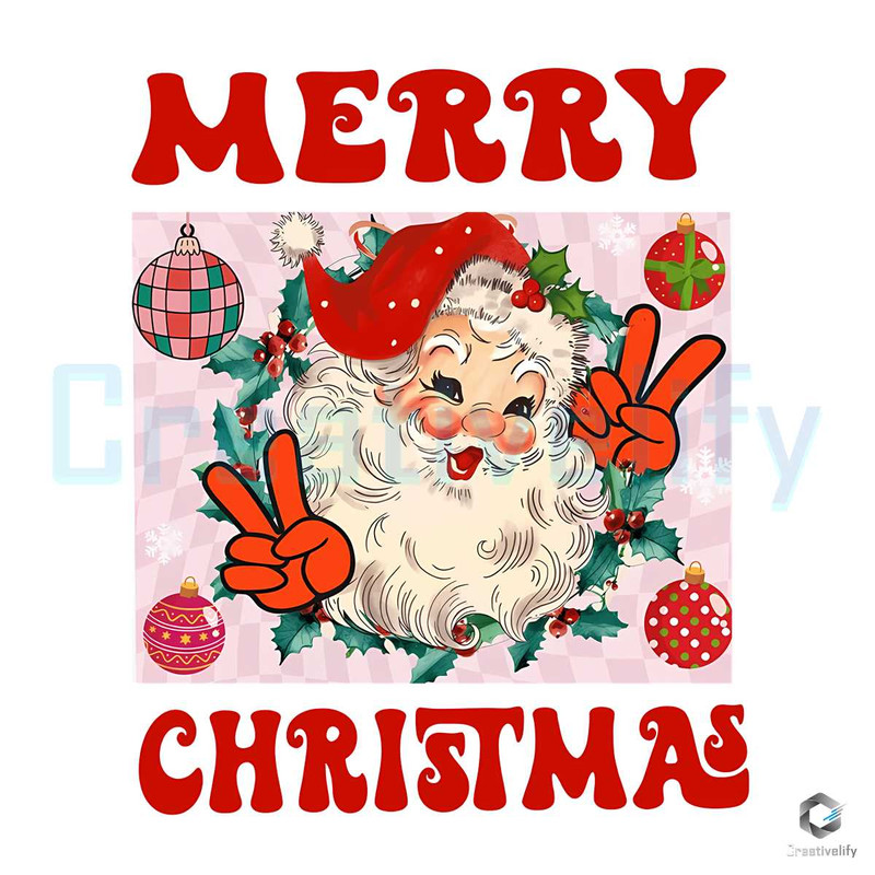 Merry Xmas Santa Wreath PNG Christmas Disco Balls File.jpg