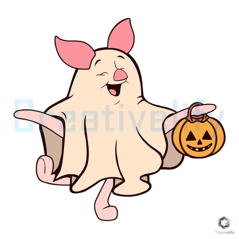 Piglet Ghost Halloween Vintage SVG Winnie The Boo Design.jpg